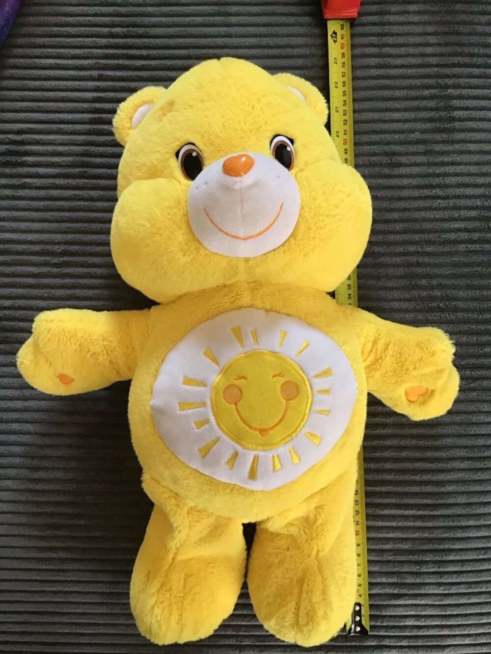 Care Bears 2015 Funshine Bear Yellow Jumbo Plush 20" Stuffed Animal Sun EUC